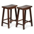 thumbnail image 1 of Open Box PJ Wood Classic Saddle-Seat 24" Tall Counter Stools, Walnut,(Set of 2), 1 of 7
