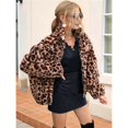 thumbnail image 4 of Women's Faux Fur Cropped Coat Fall Winter Warm Fleece Jackets Full Zip Jacket Brown S, 4 of 10