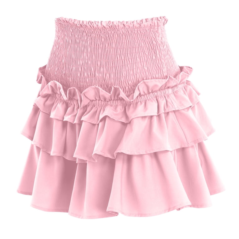 Mepaouo Women Lace Slip Mini Skirt Underskirt Flowy Pleated Ruffle