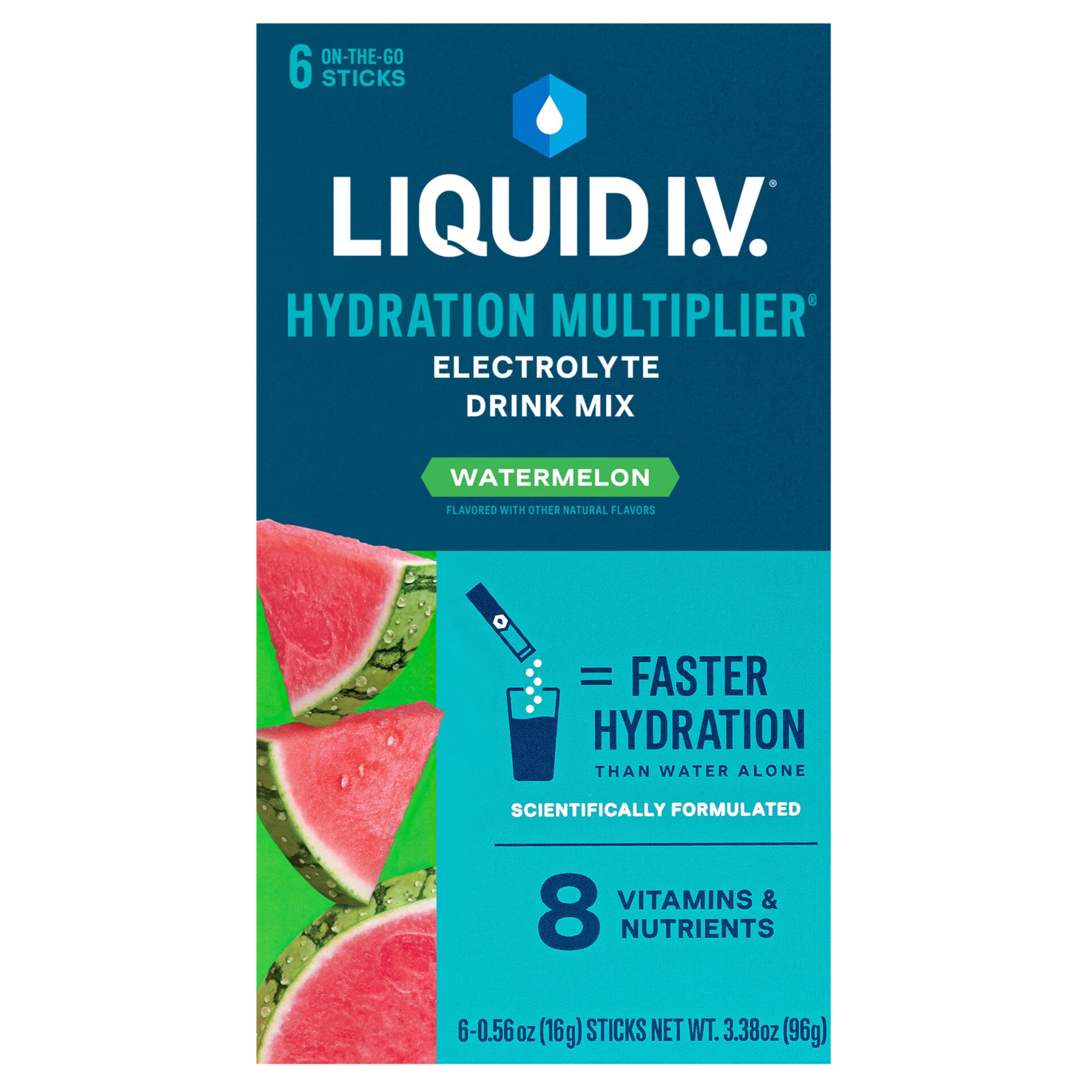 Liquid I.V.® Hydration Multiplier Summer Variety Pack, Popsicle Firecracker, Cotton Candy, Watermelon, 6 count packets, 3 pack