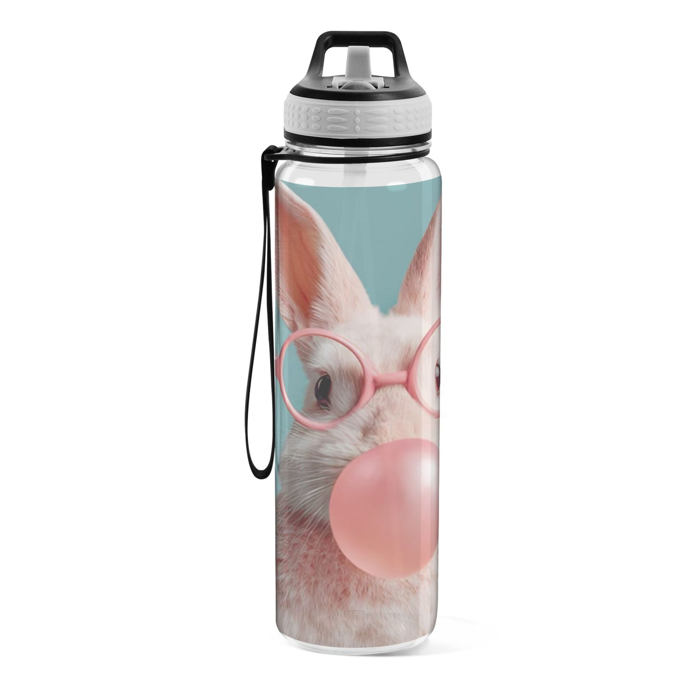 BZSMCE Sport Bottle Bubblegum Glasses Bunny Outdoor sports Water Bottle Size: 10.4x3in