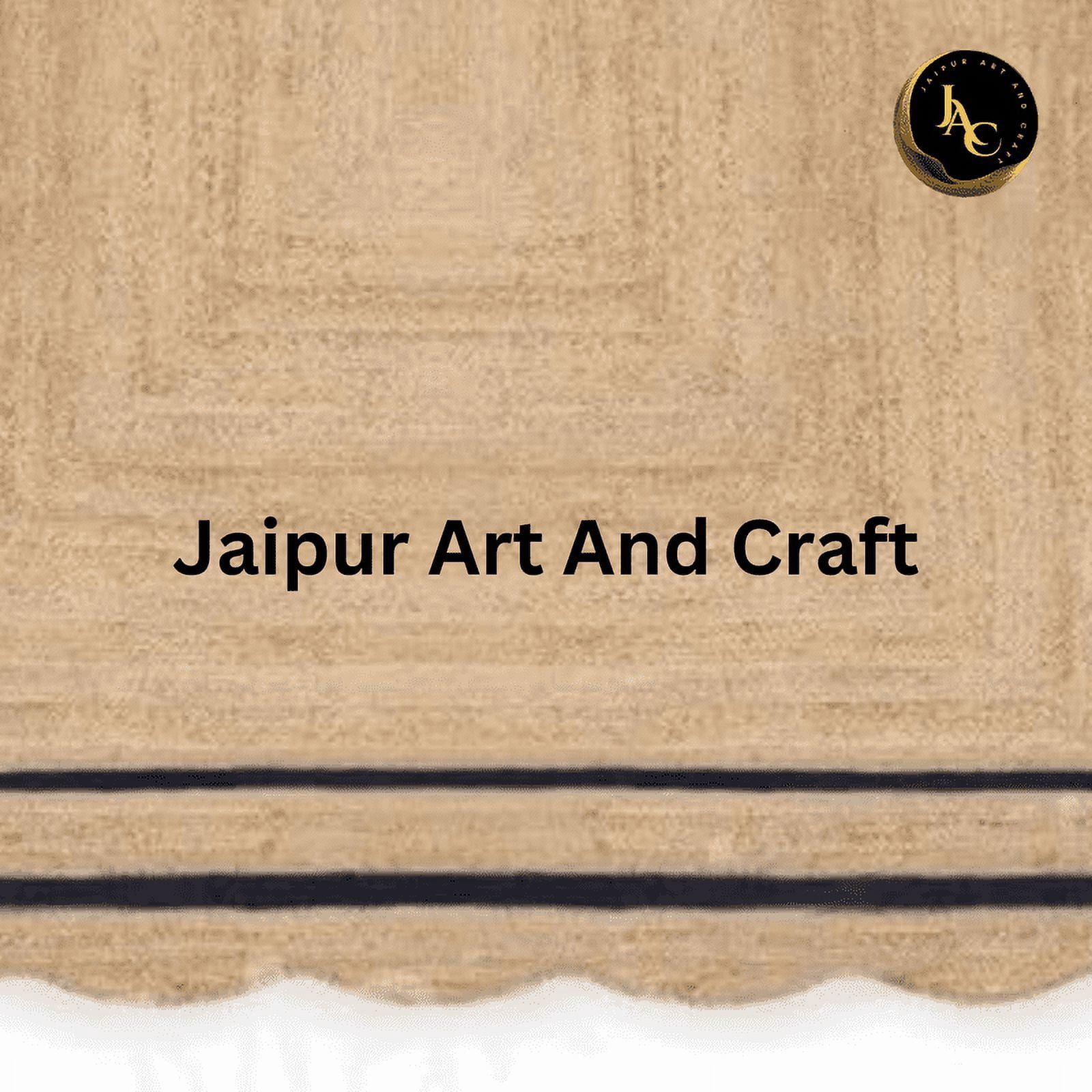 Jaipur Art And Craft Handmade Rectangle Scallop Black, Brown Reversible Jute Area Rug (3x8 Sq ft)