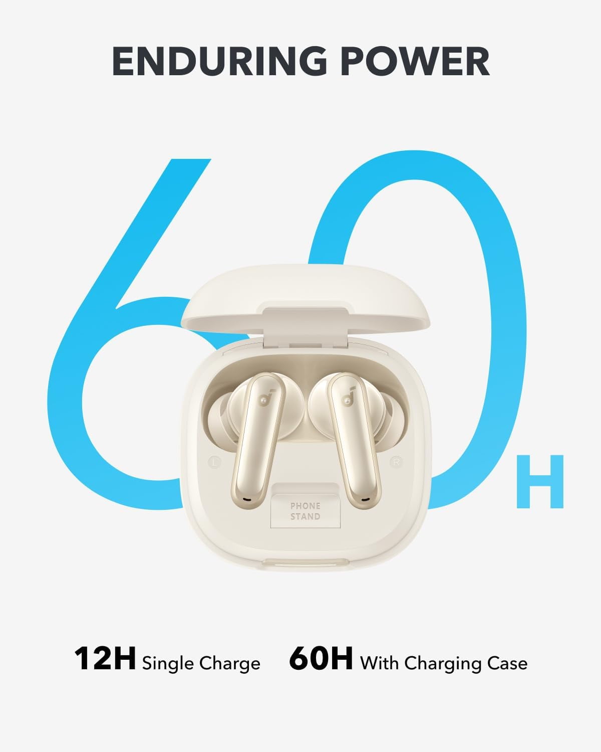 Soundcore P40i Noise Cancelling Wireless Earbuds, Adaptive ANC, 60H Playtime, Heavy Bass, 2-in-1 Case Phone Stand, IPX5, Wireless Charging, Bluetooth 5.3