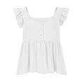 thumbnail image 3 of Uaswgudfs Women's 2025 Summer Square Neck Babydoll Loose Blouse - Ruffle Strap Sleeveless Tank Top, 3 of 9