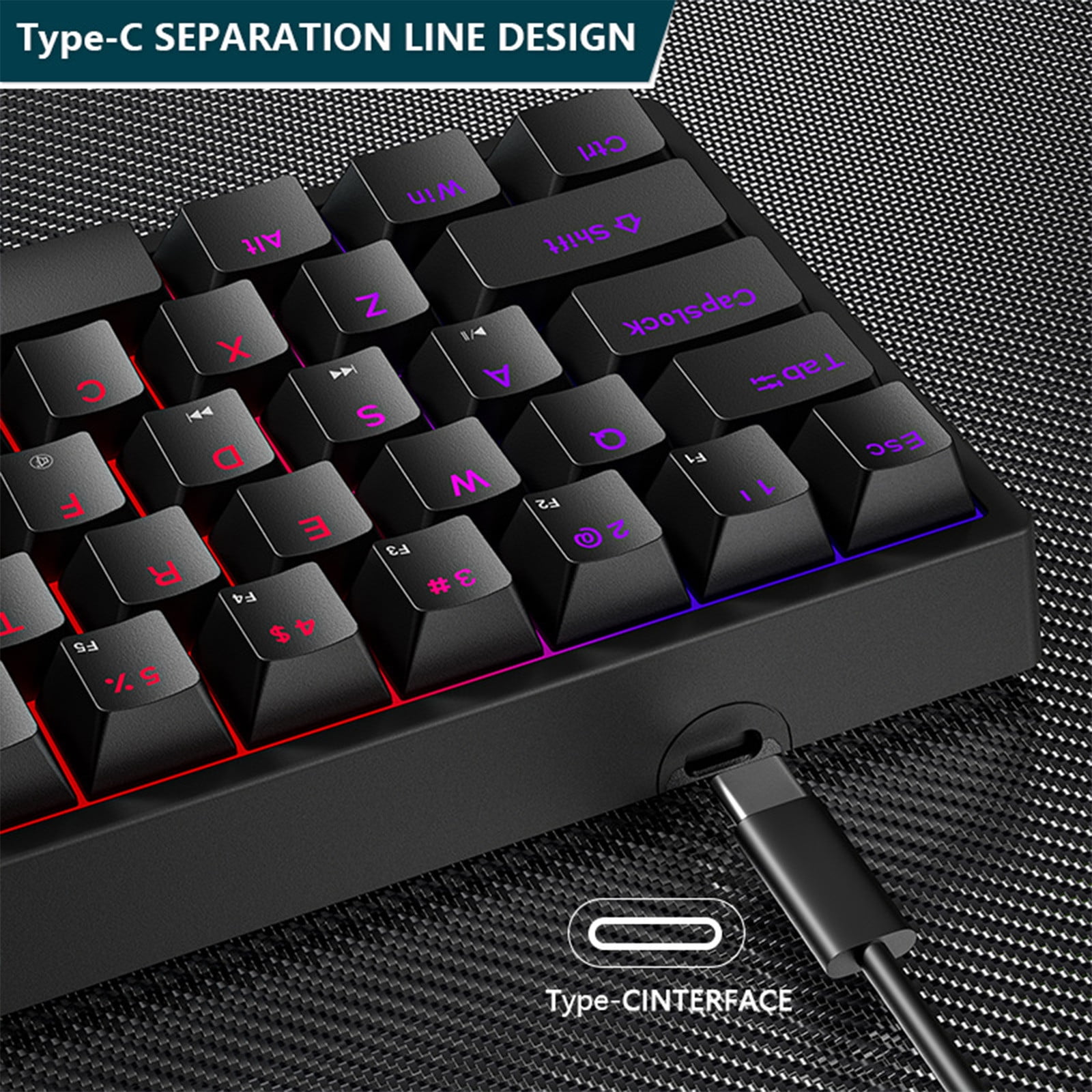 AuroraX Gaming Keyboards for Computers RGB Backlit Keyboards with Mechanical Feel,Wired Connection,Adjustable Backlight,Durable ABS Keycaps for Gaming Gear Black