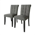 thumbnail image 2 of Castle Place Mid-Century Button Tufted Wooden Dining Chairs, Grey, Set of 2, 2 of 7