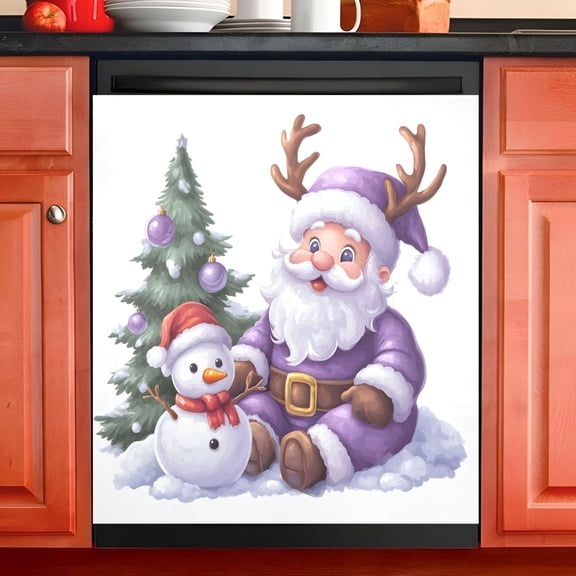 Ryvnso Christmas Santa Dishwasher Magnetic Refrigerator Magnet Cover Kitchen Home Decorative 23"x26"