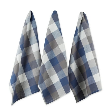 

French Blue Tri Color Check Dishtowel (Set of 3)