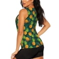 thumbnail image 3 of Balery Pineapples with Palm Leaves Camiseta sin mangas estampada ligera para mujer, tops de entrenamiento sin mangas, camisetas de yoga transpirables de secado rápido.-Medium, 3 of 7