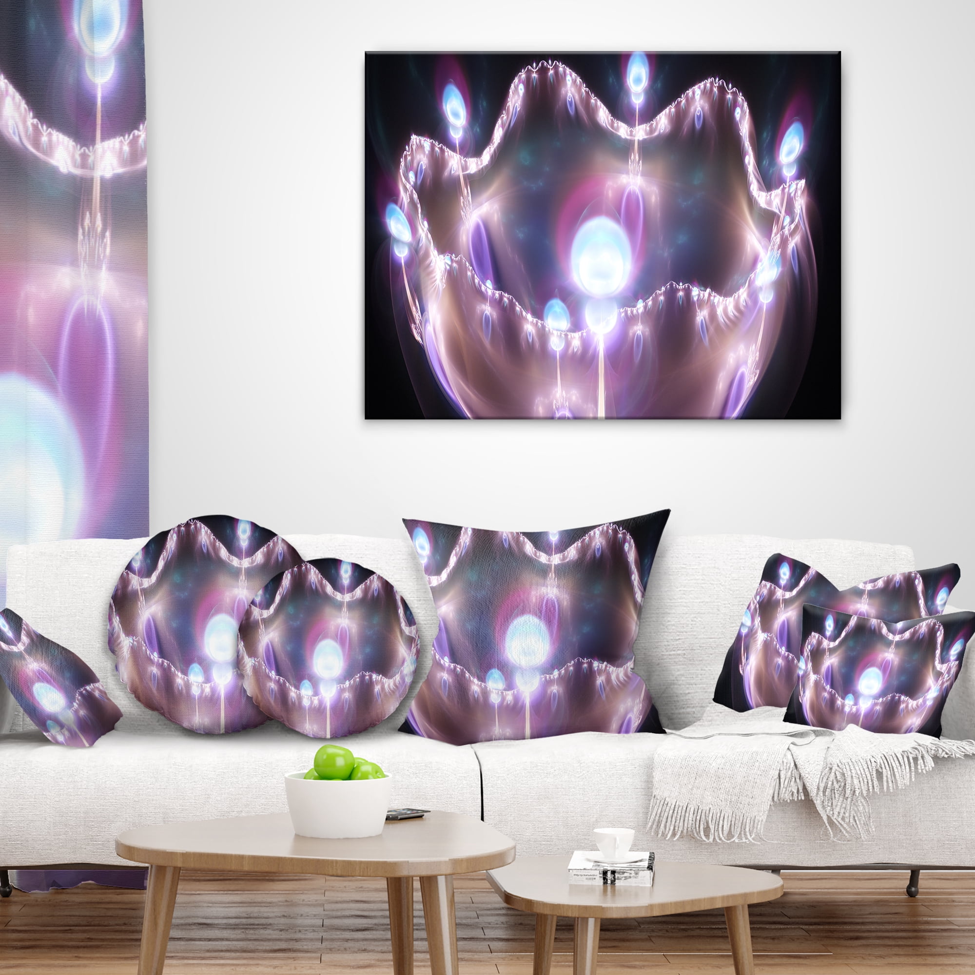 Designart 3D Surreal Purple Illustration - Abstract Throw Pillow - 18x18