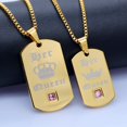 thumbnail image 5 of Uloveido 2 pcs Lesbian Pride Necklaces Set for Men and Women - Dog Tag Gold Stainless Steel Pendant Her Queen SN128, 5 of 7