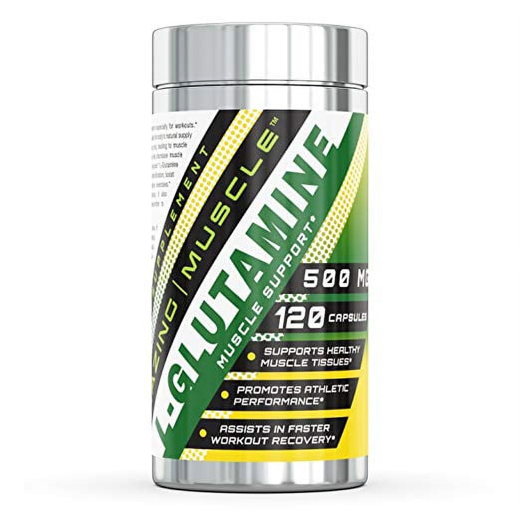 Amazing Muscle L-Glutamine Supplement - 500mg 120 Capsules Per Bottle