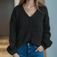 thumbnail image 2 of Women's Oversized Cardigan Sweaters V Neck Button Open Front Batwing Long Sleeve Knit Jackets Coats, 2 of 5