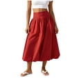thumbnail image 2 of YSUEJPF Women's Bubble Midi Skirt Elastic Waist Puffy Hem Skirt Solid Casual Beach Skirts, 2 of 6
