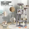 thumbnail image 6 of KFFKFF Indoor Cat Climbing Frame, 56.2" Multi-Level Cat Playhouse Cat Tree with Cozy Condo, Durable Sisal Posts for Scratching, Hammock, Elevated Lookout, Play Platforms, Play Ball (Light Grey), 6 of 9