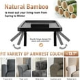 thumbnail image 3 of Couch Arm Tray Bamboo Sofa Clip on Side Table Foldable Couch Armrest Table with 掳 Phone Holder Food Trays for Eating/Drinks/Snacks/Remote, 3 of 7