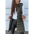 thumbnail image 3 of Women Long Vest Solid Color Sleeveless Hood Winter Puffer Vest Outwear, 3 of 9