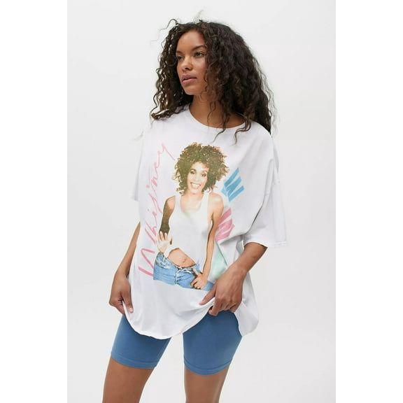 Urban Outfitters Women's Casual Whitney Houston Crew Neck T Shirt