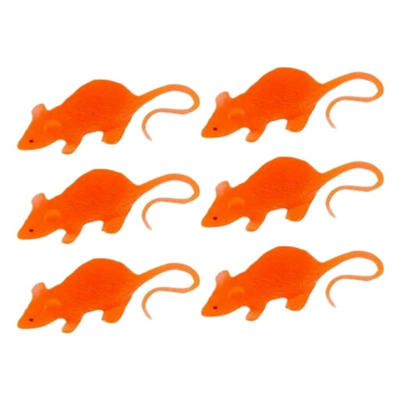 Toyvian 6-Pack Lightweight Fake Rat Toys in Mixed Colors for Indoor Outdoor Pranks, , Party Decorations and Scare Fun