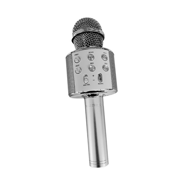 Bearachild Micrófono inalámbrico de mano para teléfono inteligente, altavoz para cantar, micrófono Bluetooth para el hogar, KTV, fiesta al Cables de audio/vídeo gris-plata
