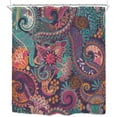 thumbnail image 6 of Boho Paisley Floral Shower Curtain Mandala Indian Bohemian Colorful Purple Flowers Bathroom Home Decor Set Fabric Waterproof Included 12 Plastic Shower Hooks 72Wx72H Inch, 6 of 6