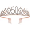 thumbnail image 2 of Faja y tiara de 50 cumpleaños para mujer, corona de faja de 50 cumpleaños de oro rosa y fabulosa faja y tiara para mujer TUNC Sencillez, 2 of 3