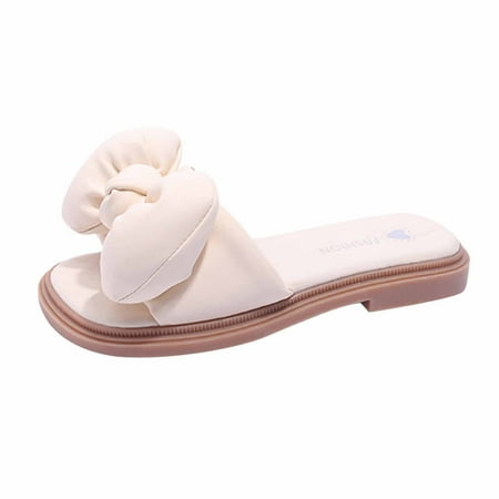 

9 Years Little Big Girls Sandals Soft Sole Anti-Slip Summer Princess Dress Toddler Shoes Baby Girls Cute Bow Non-slip Soft Sole Beach Roman Sandals Slippers Beige