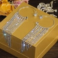 thumbnail image 2 of Xihbxyly Pendientes Largos con Borlas y Diamantes Brillantes para Mujer, Sin Perforaciones, 1 Par, 2 of 7