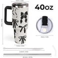 thumbnail image 2 of Large Capacity Car Cup 40 Oz Cute Black Bow Knots Stainless Steel Travel Tumbler Coffee Mug Insulated Bottles Tumbler with Lid And Straw Leak-Proof, 2 of 6
