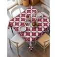 thumbnail image 2 of Red Geometric Suqare Tablecloth - 54 x 54 Inch, Vintage Rhombus Circle Texture Waterproof & StainResistant Tablecloth, Washable Oil-proof Table Cover for Dining/Party/Wedding/Camping/Buffet, 2 of 9