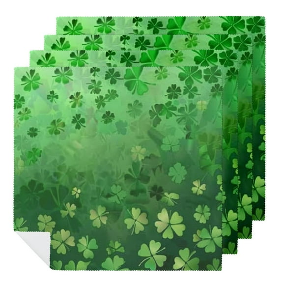Qinduosi Shamrocks Green Cloth Napkins Polyester Dinner Napkins Great for Indoor/Outdoor Dining Special Occasions or Dinner Parties 2 PCS
