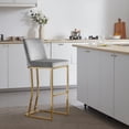 thumbnail image 3 of BELLEZE 30" Seat Height Bar Stools Upholstered Velvet Mid Back Barstool with Gold Metal Leg [Set of 1]- Hutton (Grey), 3 of 7