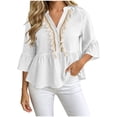 thumbnail image 2 of Neewe Women Classic Plain Fashion V-Neck 3/4 Sleeve Tops Casual Loose Basic T Shirt Daily Outfits, 2 of 6