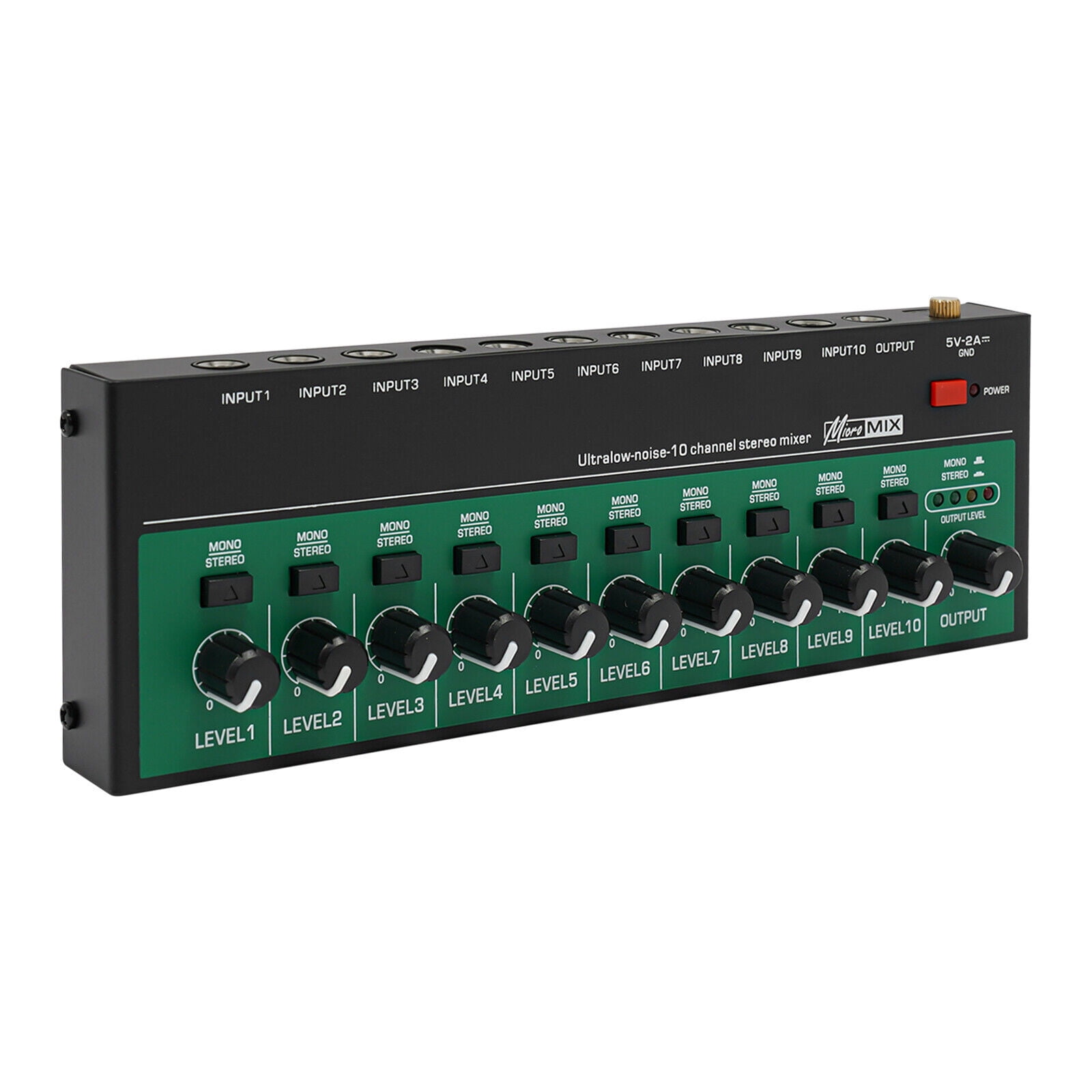 10 Channel Audio Mixer, Mini Audio Mixer, Audio Mixer W/ USB Charging Cable&Plug