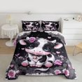 thumbnail image 2 of Castle Fairy Kids Children Kawaii Cow 3 Pieces Queen Comforter Set,Cute Farmhouse Animal Ultra Soft Bedding Sets,Chic Flowers Rose Bedding Comforter Set Breathable,Super Cozy Room Decor,Reversible, 2 of 8