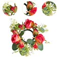 thumbnail image 6 of FashionCha Candle Ring Candleholder Table Centerpiece Candlestick Holder Artificial Flowers Dark Pink, 6 of 9