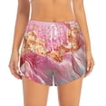 thumbnail image 2 of Rateoe Abstract Pink Gold Splash Printed 2 in 1 Women's Workout Shorts for Athletic Gym Running Shorts with Phone Pockets-Small, 2 of 7