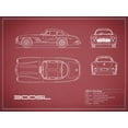 thumbnail image 2 of Rogan, Mark 24x19 Gold Ornate Wood Framed with Double Matting Museum Art Print Titled - Mercedes 300SL Gullwing-Maroon, 2 of 4
