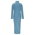 thumbnail image 5 of Lovskoo Womens 2023 Fall Two Piece Outfits Ribbed Knit Long Sleeve Turtleneck Pullover Sweater and Bodycon Midi Skirt Sets Light Blue, 5 of 6