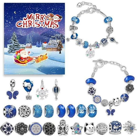 Christmas Advent Calendar Bracelet 24 Days Christmas Countdown Calendar Bracelets Set DIY Jewelry Making Kit 2024 Christmas New Year Birthday Gift