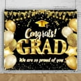 thumbnail image 4 of 2025 Graduation Party Backdrop Congrats Grad Congratulations Class of 2025 Black Gold Bachelor Cap Balloon Graduate Prom Decorations Background Birthday Cake Table Banner Photo Booth, 4 of 10
