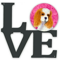 Pink Cavalier Spaniel Metal Wall Artwork LOVE