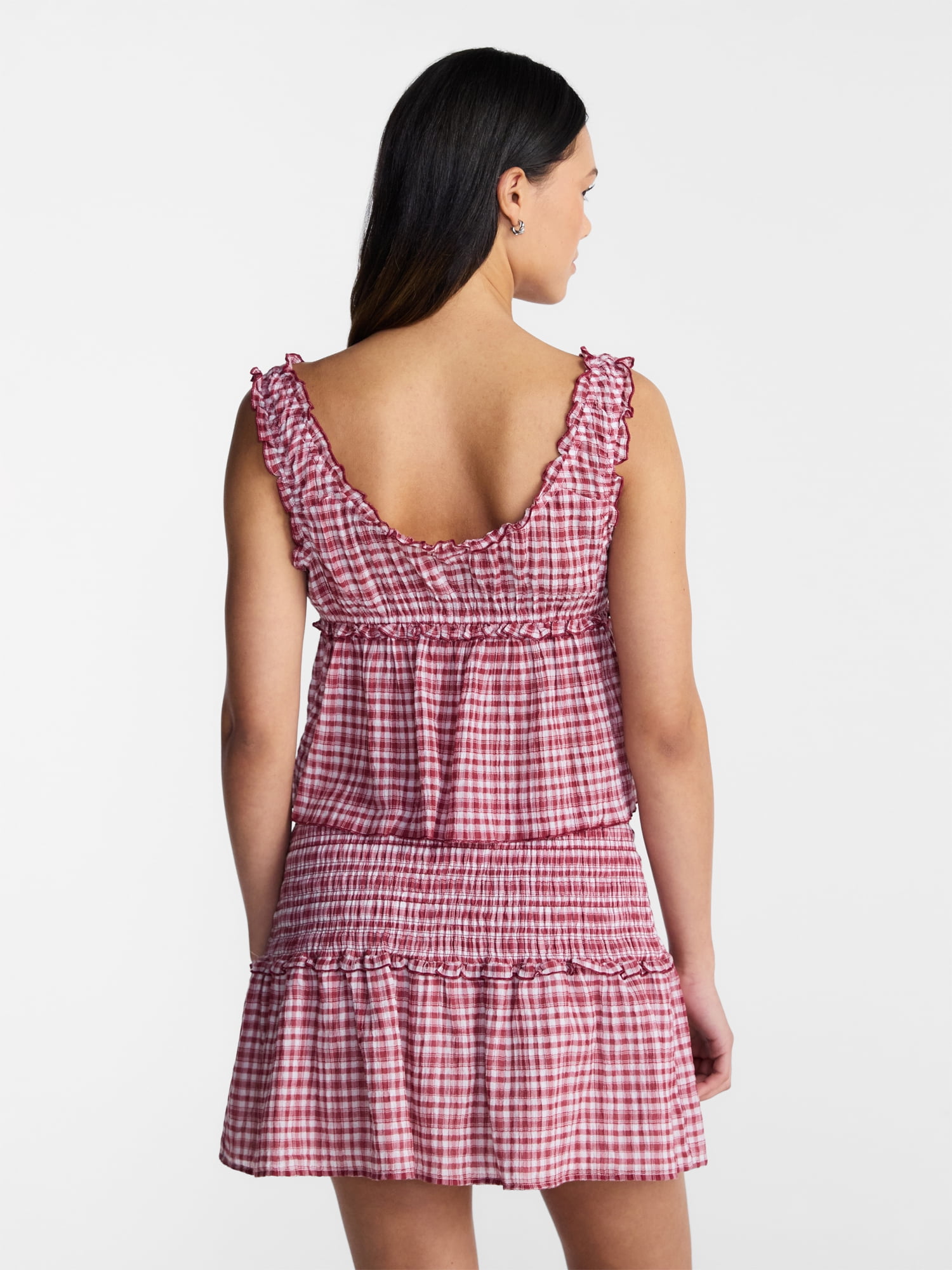 No Boundaries Woven Smocked Top and Skirt Set, 2 Piece, Women’s XXS-XXL