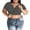 Gray, variant on Women Built-in Bra T Shirt Short Sleeve V Neck Tees Casual Ribbed Knit Fitted Shirts Plus Size Going Out Tops White XL