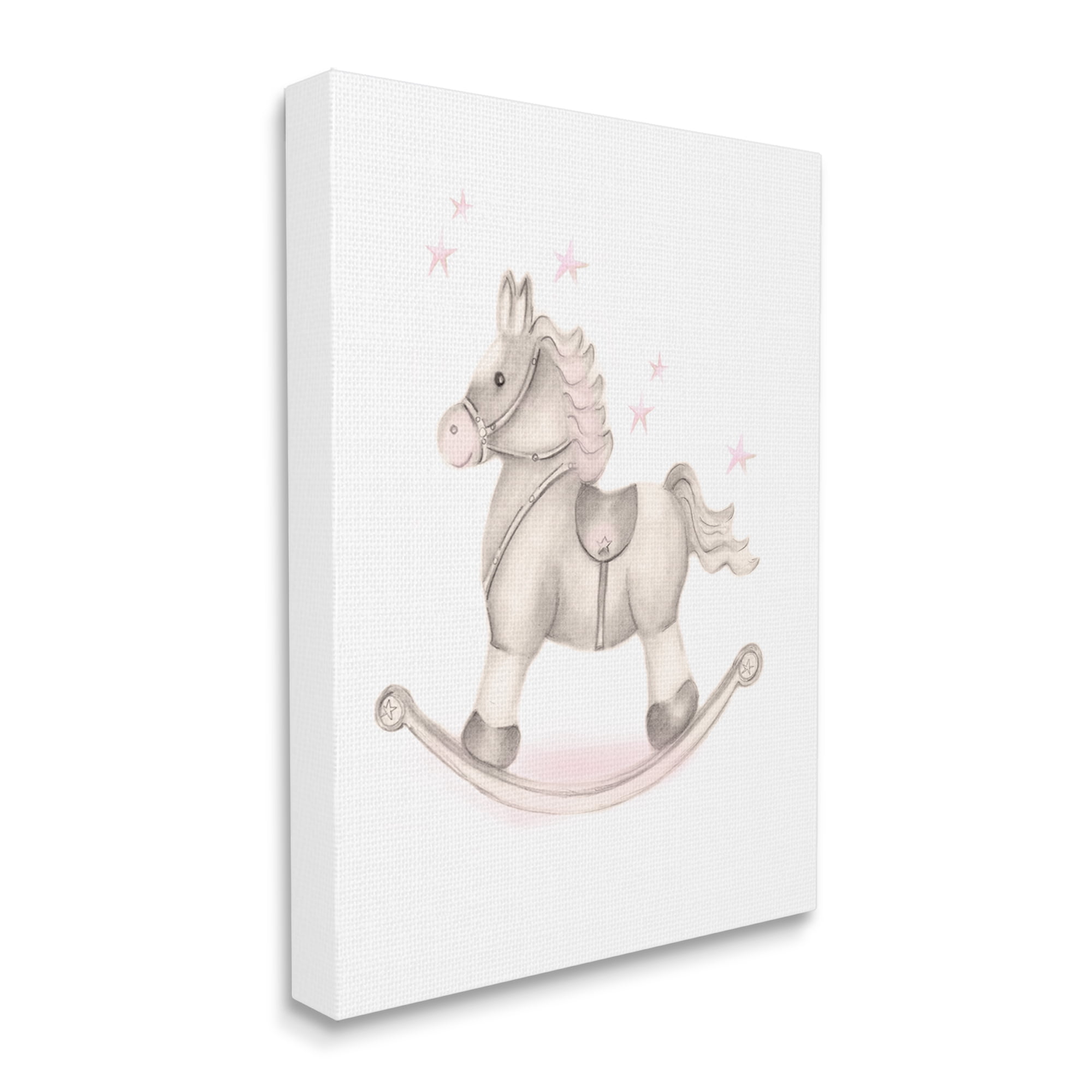 Stupell Industries Pink Rocking Horse Kids Nursery Toy Illustration Graphic Art Gallery Wrapped Canvas Print Wall Art, Design by Studio Q
