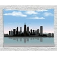 thumbnail image 1 of Chicago Skyline Tapestry, Day Time Illinois Missisippi River Clouds Coastal Town Urban Design, Wall Hanging for Bedroom Living Room Dorm Decor, 60W X 40L Inches, Onyx Blue Grey, by Ambesonne, 1 of 2