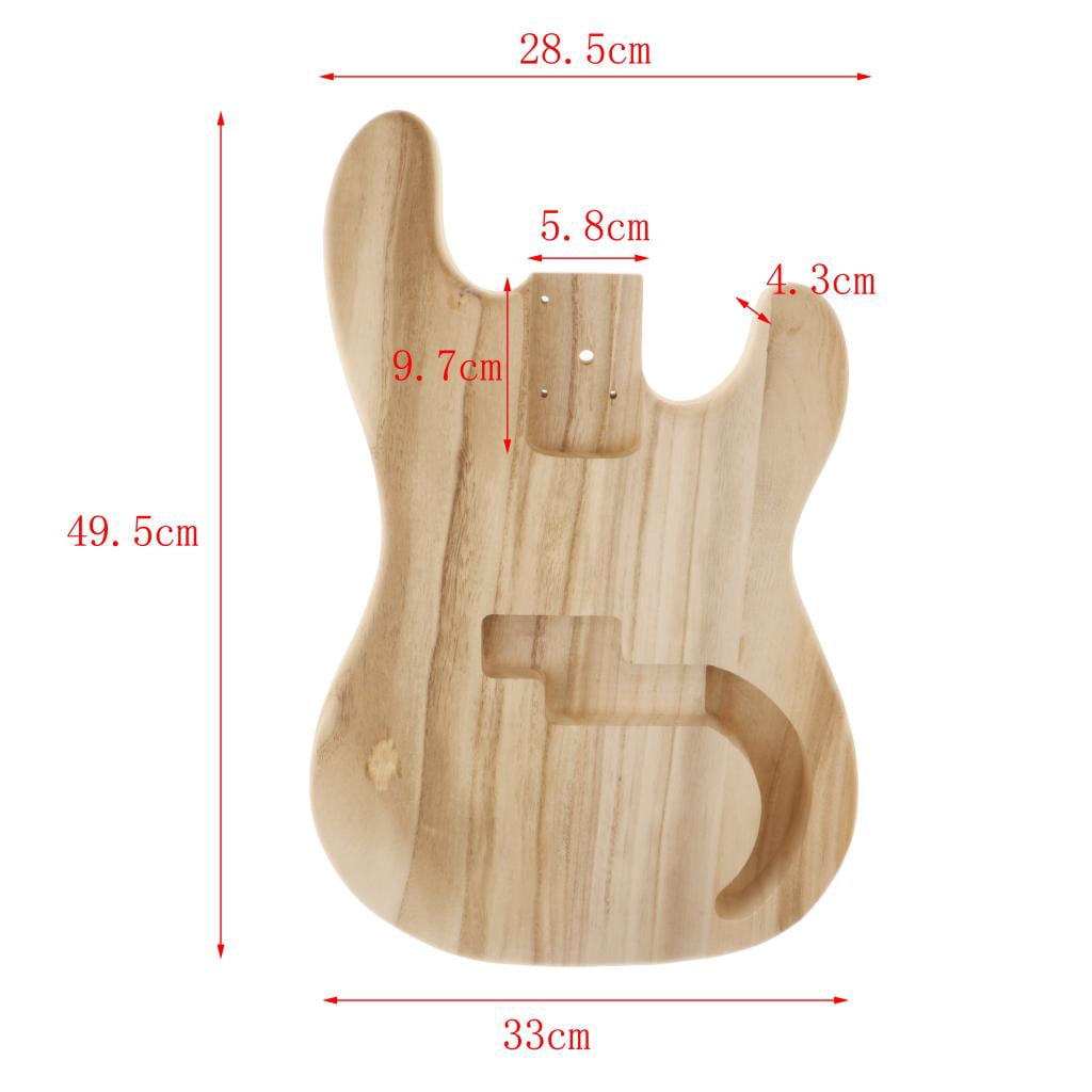 LeeQinersw Unfinished Electric Bass Body Solid Maple Wood Blank Bass Body Barrel for PB Guitars DIY Parts