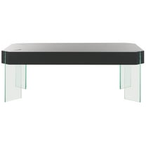 SAFAVIEH Katelyn Contemporary Wood Coffee Table, Black Stripe/Clear Glass