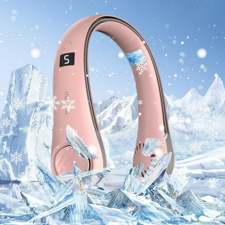 

dvypyn Portable Hanging Fan Hands Free Bladeless Fan Operated Wearable Personals Fan Leafless Rechargeable Headphone Design USB Powered Hanging Necks Fan 5 Speeds Pink