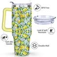 thumbnail image 3 of 40oz Yellow Lemon Pattern Stainless Steel Flip Straw Tumbler Spill Proof Travel Cup Double Wall Vacuum Insulated Coffee Mug with Top Handle, 3 of 6